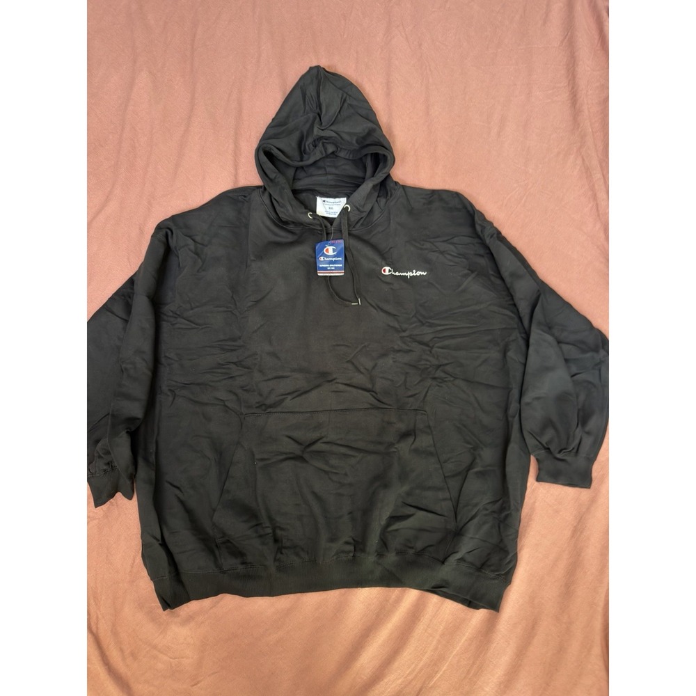 Champion Men's Big & Tall 6XL Black Pullover Hoodie Embroidered Logo NWT